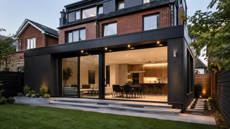 Modern home addition project in Toronto with rear extension